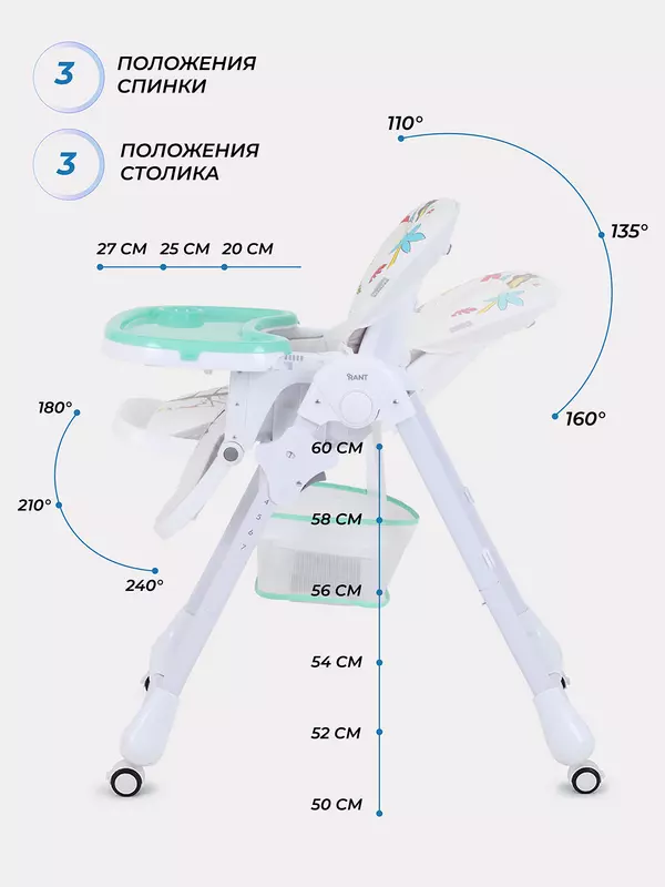 Стульчик для кормления Rant Cream 2024 Аquamarine